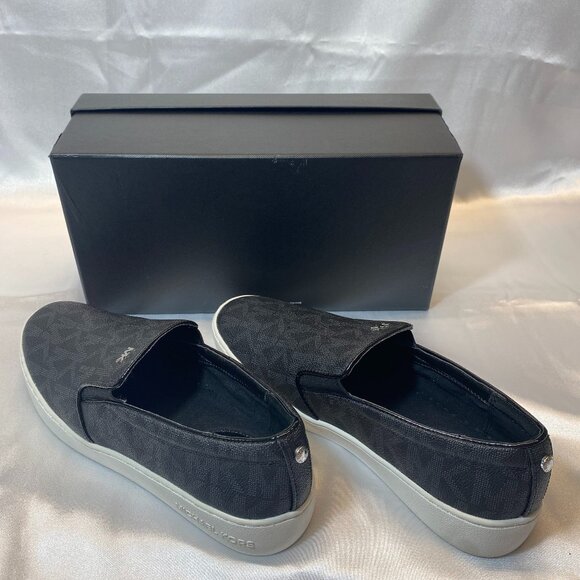 Michael Kors Black MK Logo Slip On Loafer Sneaker Gold Hardware Keaton,9M,NEW - Picture 4 of 9